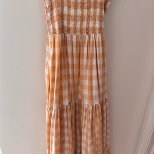 Abercrombie & Fitch White and Gold Smocked Tiered Sundress